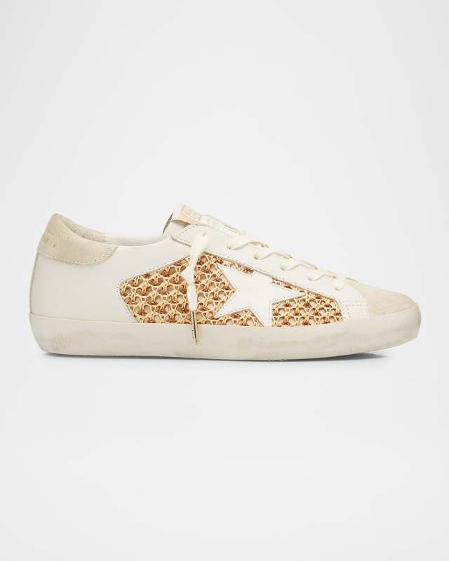 Superstar Raffia Net Leather Low-Top Sneakers